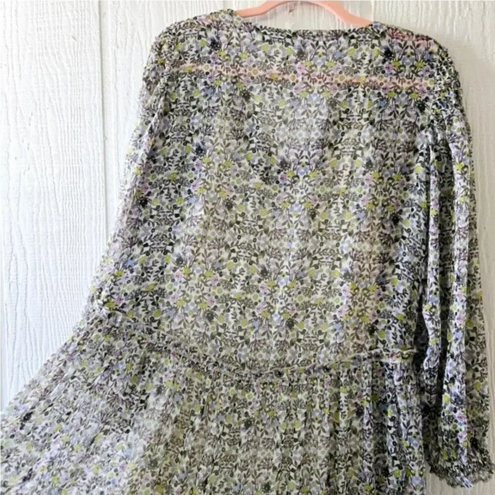 Free People Small Sheer Smocked Shoulder Midi Dress